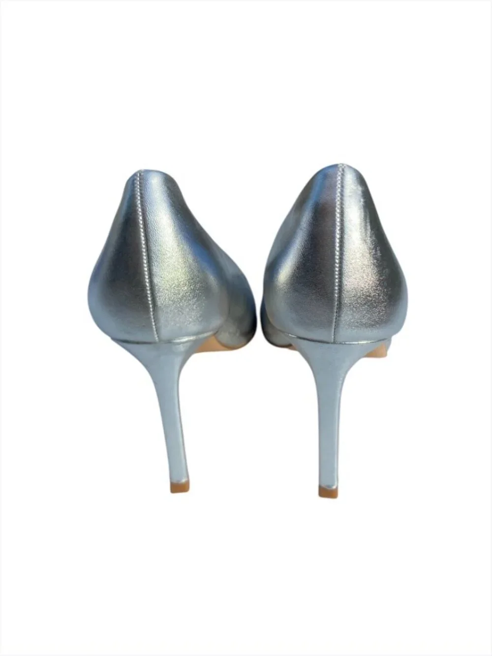 Women’s Metallic Silver Pointed Toe Stiletto Pumps, 7